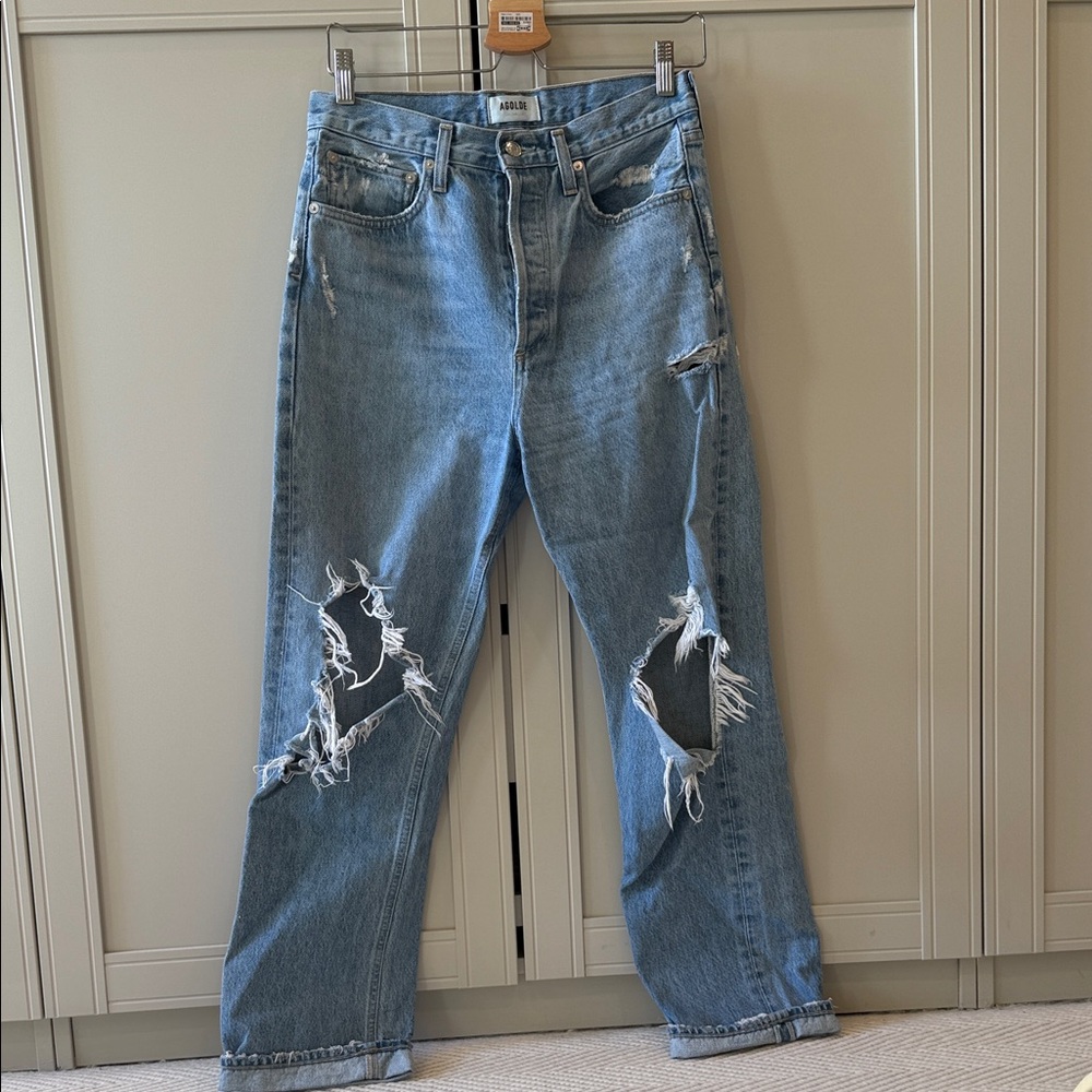 Agolde Distressed Blue Denim Jeans